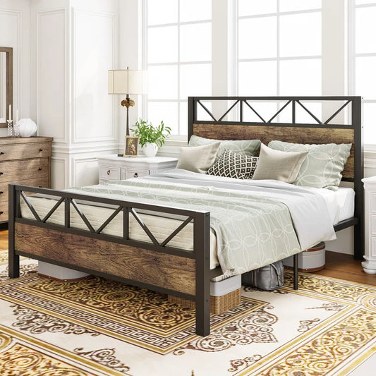 Keisha Wood and Metal Low Platform Bed