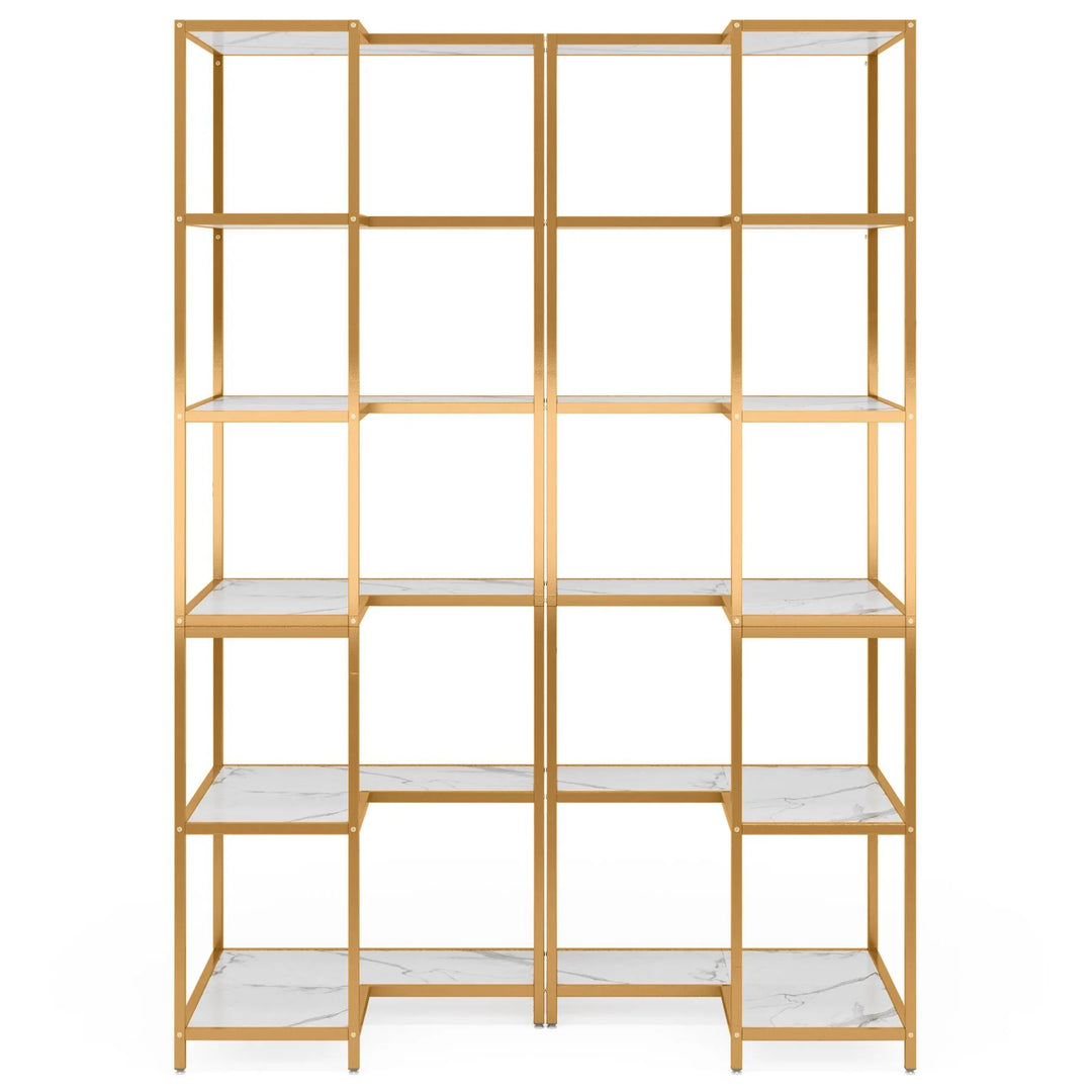 Powded 6-Shelf Corner Bookcase Organizer Rack