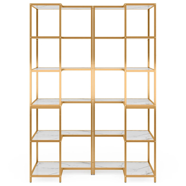 Powded 6-Shelf Corner Bookcase Organizer Rack