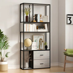 Zela Etagere Living Lounge Storage Drawer Organizer Bookcase Rack