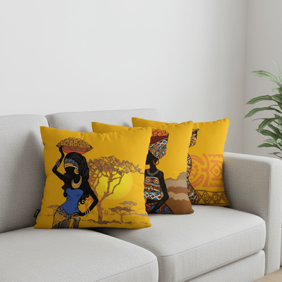 African Sunset Cushion Covers (Set of 3) | Home Décor | Waseeh Pakistan