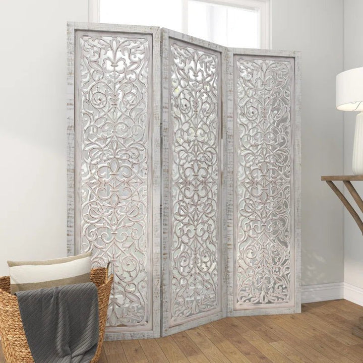 Allium Hinged Foldable Floral Partition Room Divider Screen | Furniture | Waseeh Pakistan