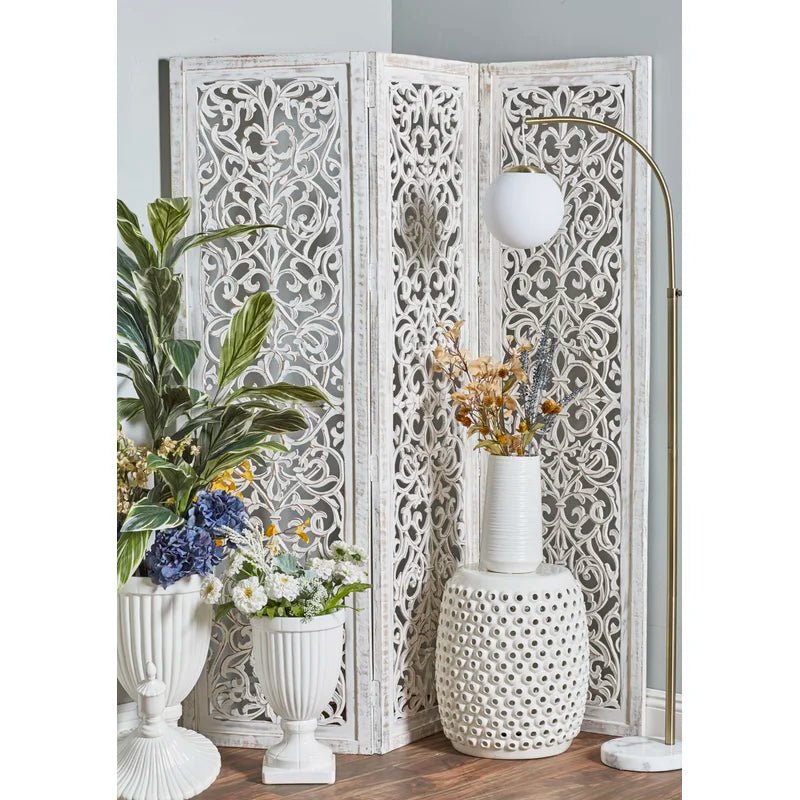 Allium Hinged Foldable Floral Partition Room Divider Screen | Furniture | Waseeh Pakistan