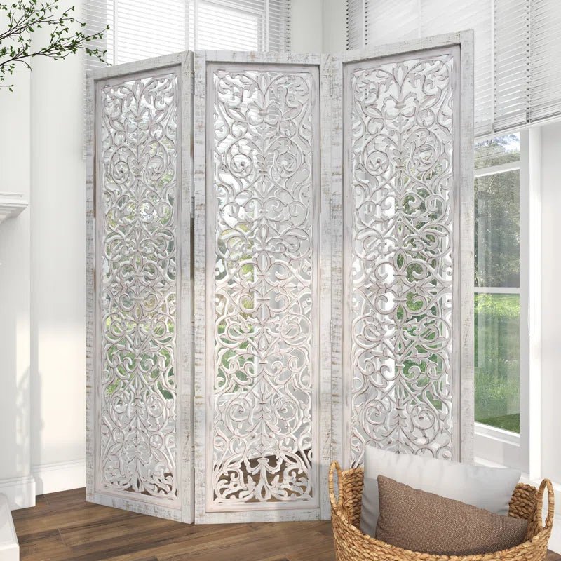Allium Hinged Foldable Floral Partition Room Divider Screen | Furniture | Waseeh Pakistan