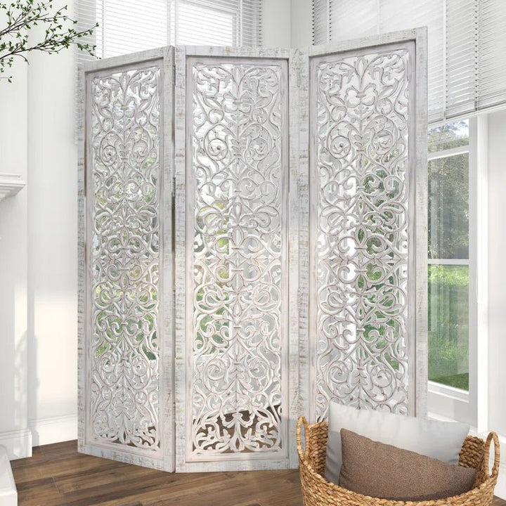 Allium Hinged Foldable Floral Partition Room Divider Screen | Furniture | Waseeh Pakistan