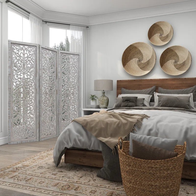 Allium Hinged Foldable Floral Partition Room Divider Screen | Furniture | Waseeh Pakistan