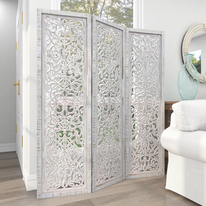 Allium Hinged Foldable Floral Partition Room Divider Screen | Furniture | Waseeh Pakistan
