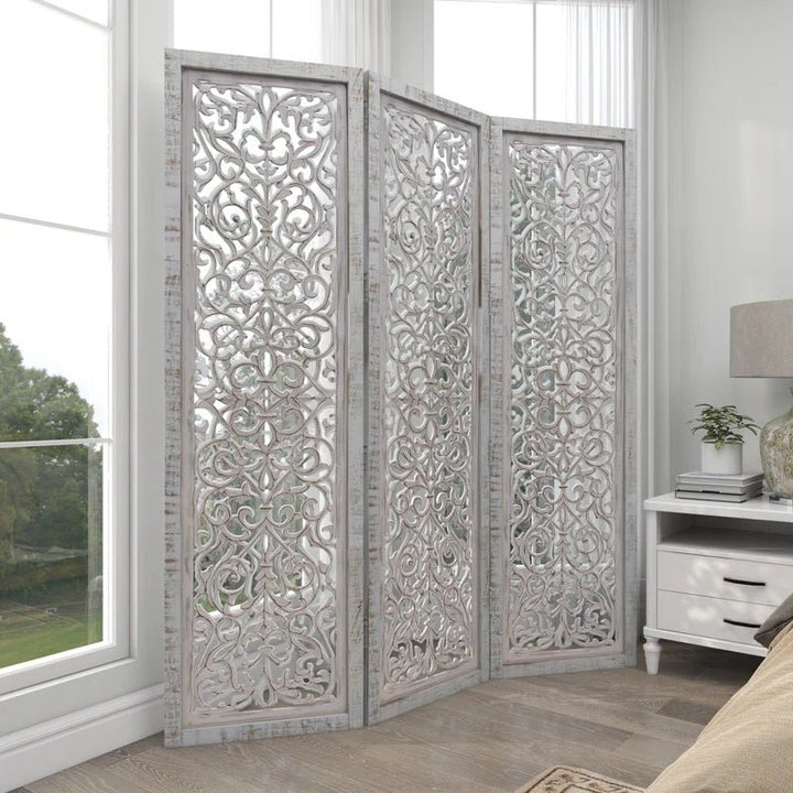 Allium Hinged Foldable Floral Partition Room Divider Screen | Furniture | Waseeh Pakistan
