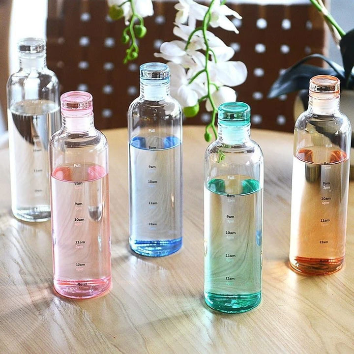Am-Pm Glass Water Bottle With Time Scale Print (550ml) | Fitness | Waseeh Pakistan