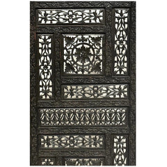 Ebony Intricate Carved Openwork Black Partition Jaali