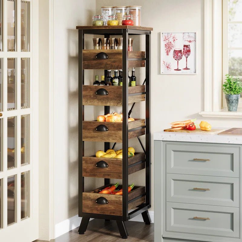 Arnatoi Narrow Snack Stand Fruit Basket Wood Fruit And Vegetable Storage Bakers Rack | Not Sale FB | Waseeh Pakistan