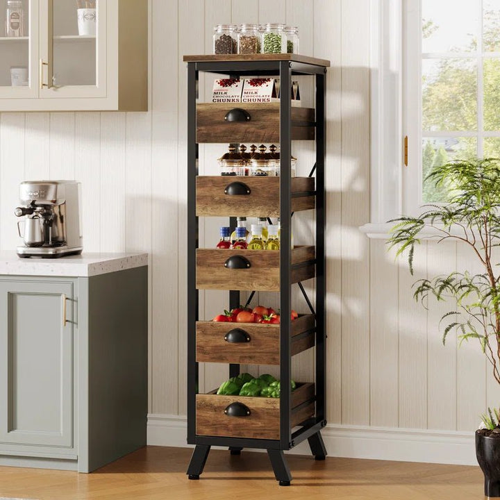 Arnatoi Narrow Snack Stand Fruit Basket Wood Fruit And Vegetable Storage Bakers Rack | Not Sale FB | Waseeh Pakistan