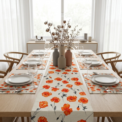 Autumn Flowers Table runner with Mats