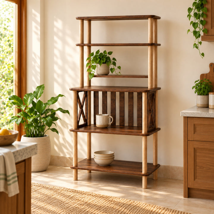 Baristo coffee station concept lifestyle view with natural greenery and warm kitchen styling