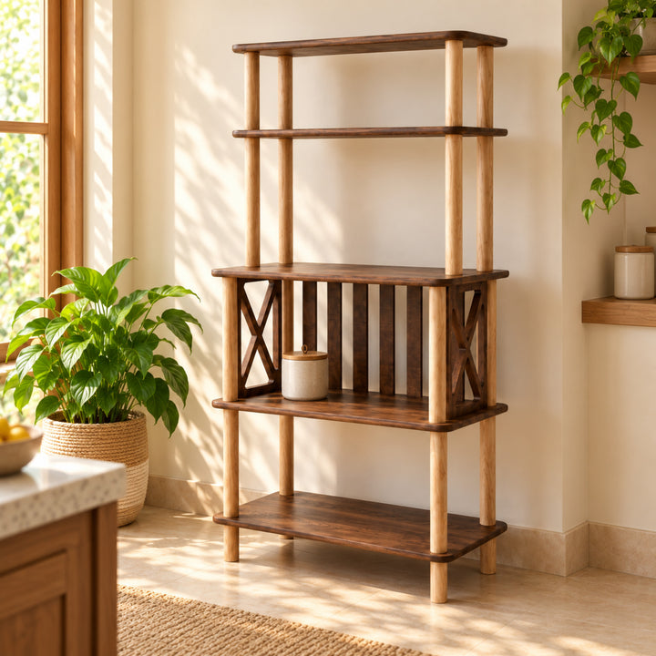 Baristo coffee station concept alternate view with natural greenery and warm kitchen styling