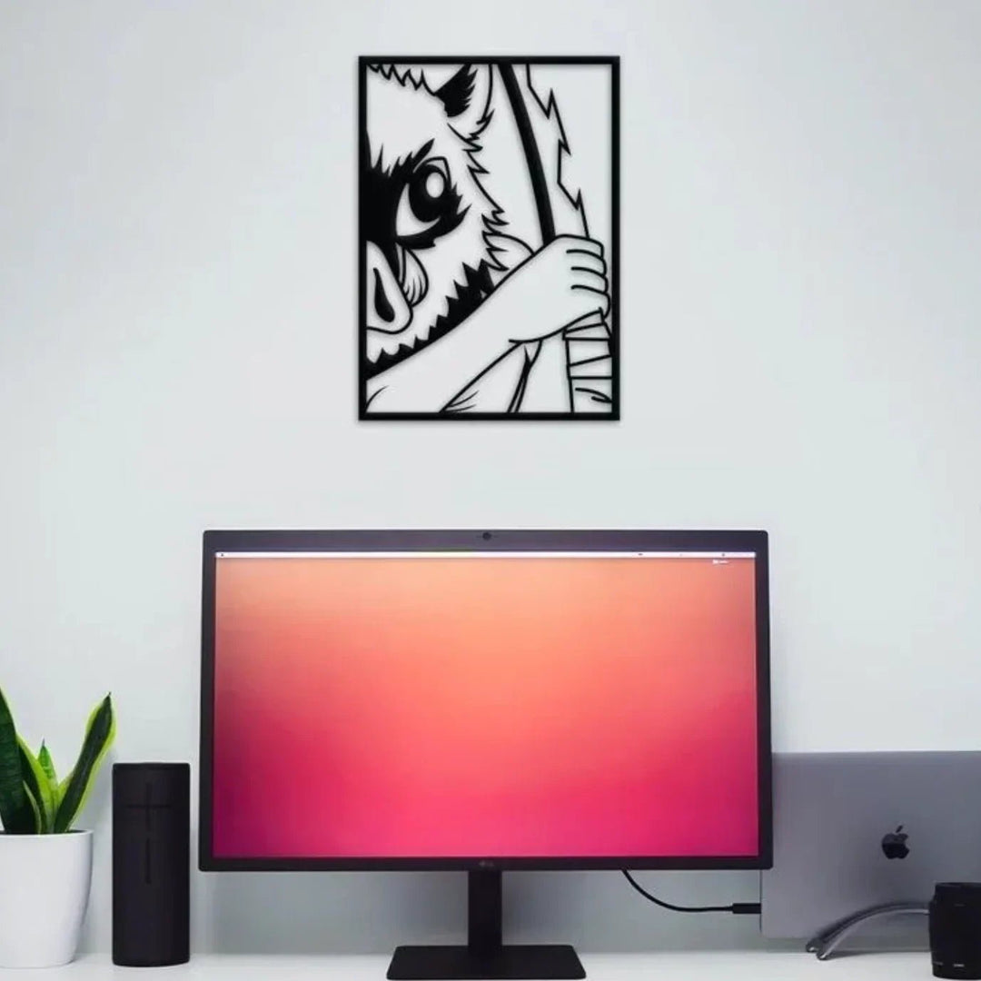 Beastly Inosuke Warrior Hashibira Silhouette Wall Art - Bold Anime-Inspired Demon Decor layer for Home and Office | Home Décor | Waseeh Pakistan