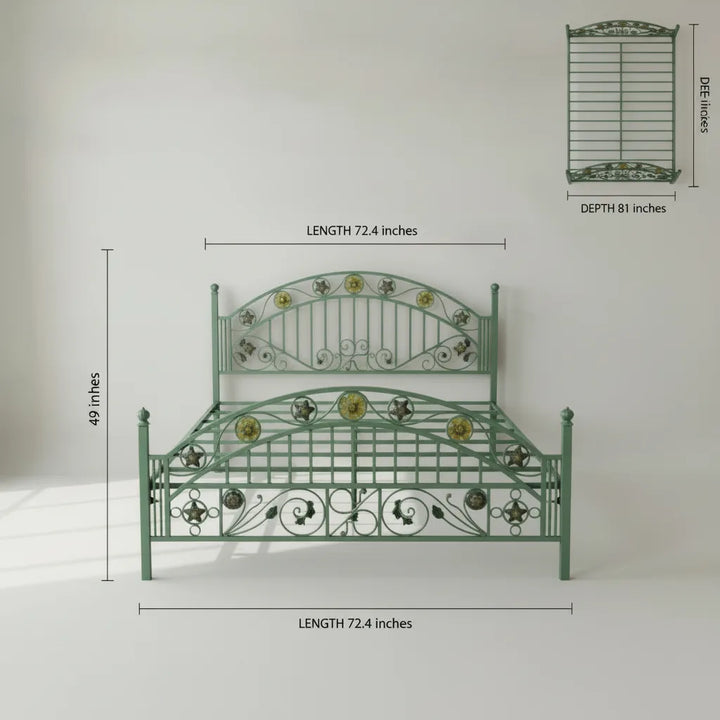 Dimension diagram of king-size metal bed fram