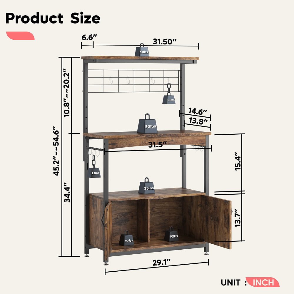 Bestier Kitchen Island Cart with Storage Rustic Design | Furniture | Waseeh Pakistan