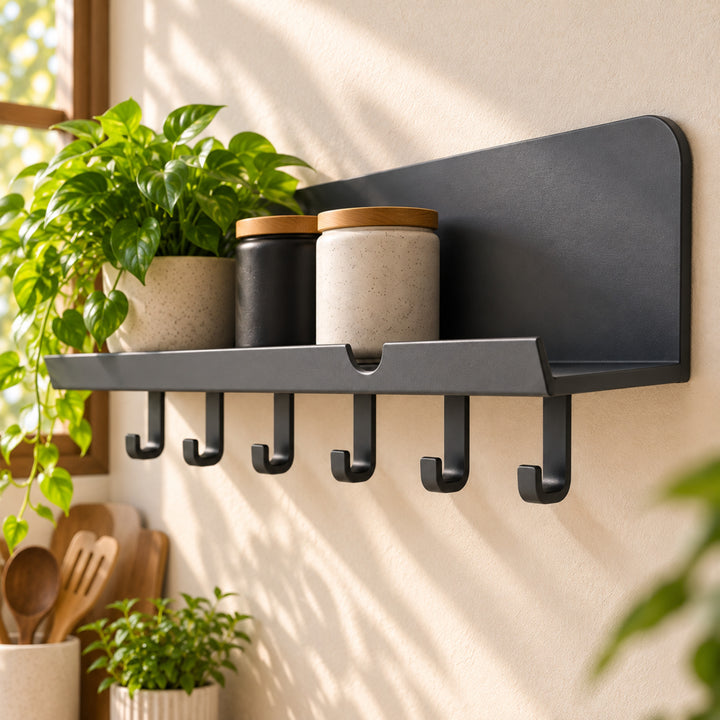 Brewmo coffee bar organizer concept construction detail with natural greenery and warm kitchen styling