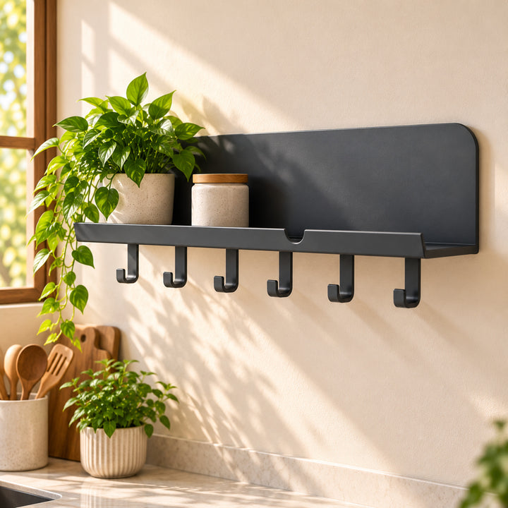 Brewmo coffee bar organizer concept alternate view with natural greenery and warm kitchen styling