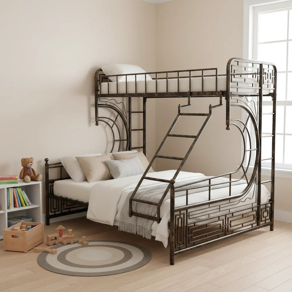 Metal bunk bed in kids room
