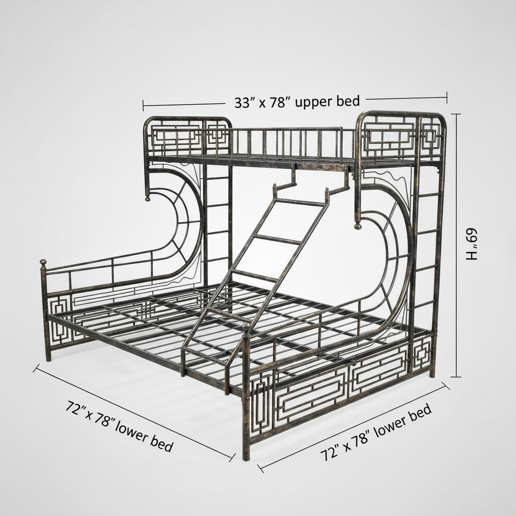 Meaurment bronze metal bunk bed