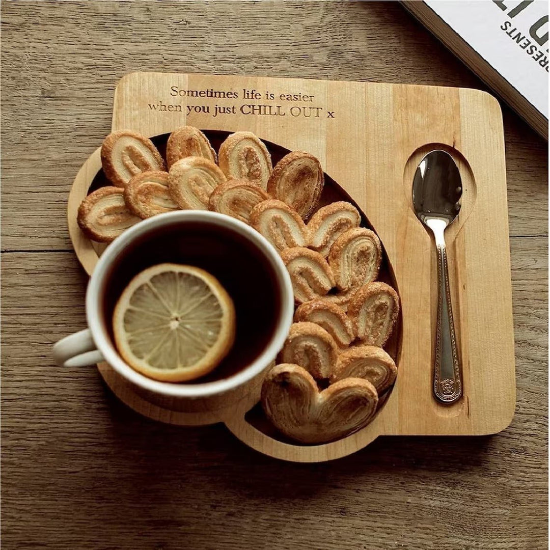 Coffee And Sweets Solid Wood Serving Tray Platter | Not Sale FB | Waseeh Pakistan