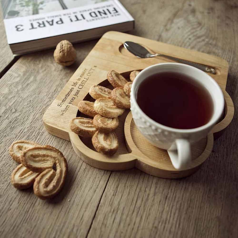 Coffee And Sweets Solid Wood Serving Tray Platter | Not Sale FB | Waseeh Pakistan