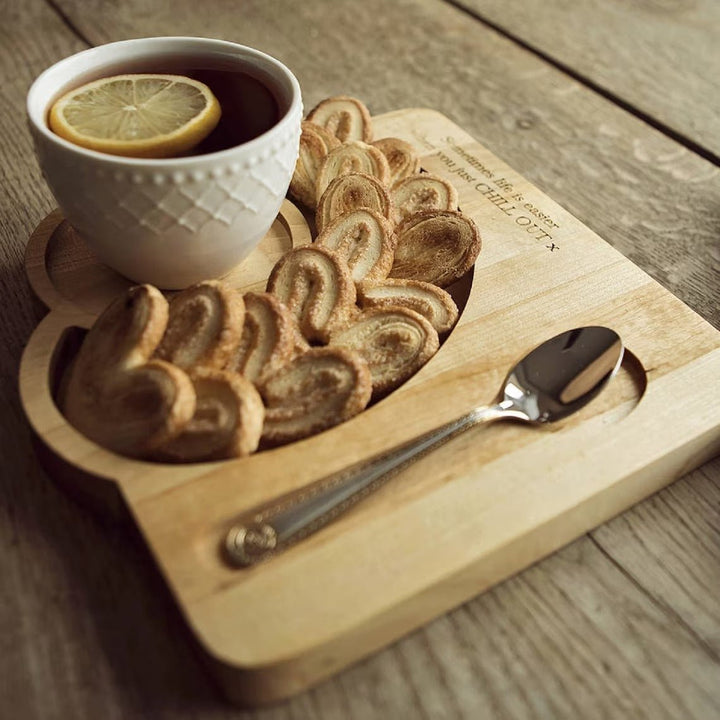 Coffee And Sweets Solid Wood Serving Tray Platter | Not Sale FB | Waseeh Pakistan