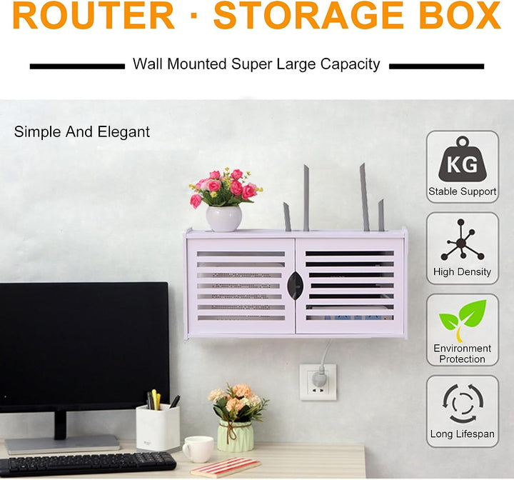 Constricted Router Wifi Double Door Wall Mounted Floating Bracket Shelve | Furniture | Waseeh Pakistan