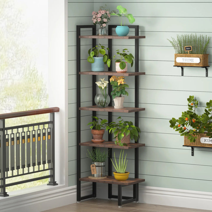 Cora Living Lounge Industrial Corner Shelf Bookcase Organizer Rack | Furniture | Waseeh Pakistan