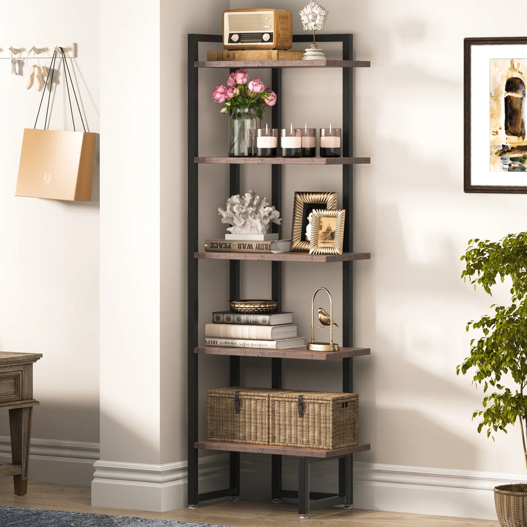 Cora Living Lounge Industrial Corner Shelf Bookcase Organizer Rack | Furniture | Waseeh Pakistan