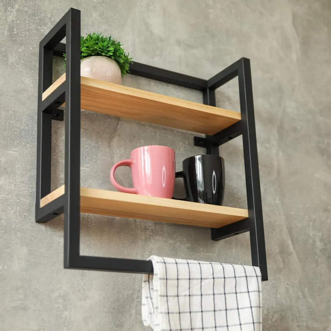 Counzie 2 tier Wood Metal Living Lounge Kitchen Organizer Floating Shelve | Furniture | Waseeh Pakistan
