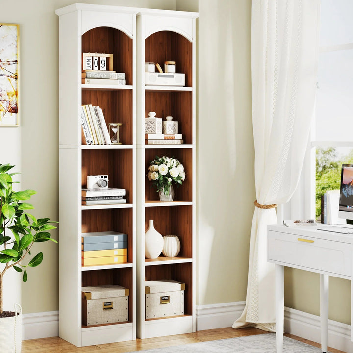 Cubarzi Narrow Bookcase 5-Tier Cube Bookshelf Display Rack with Storage | Furniture | Waseeh Pakistan