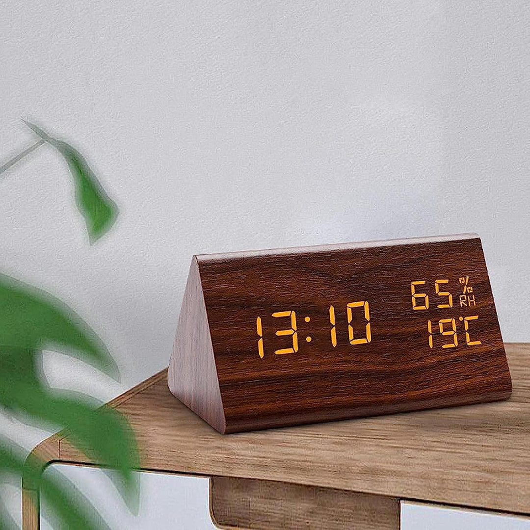 Curved Wooden Digital Alarm Clock | Home Décor | Waseeh Pakistan