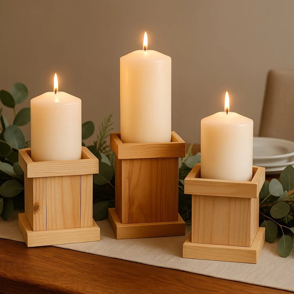 Cutico Living Lounge Table Wooden Candle Holder Stand (Set of 3) | Furniture | Waseeh Pakistan