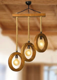 Triple Ring  Lamp with Handmade Rope