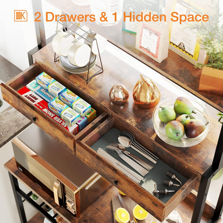 Doku Kitchen Microwave Storage Drawers Bakers Rack With Hooks | Furniture | Waseeh Pakistan