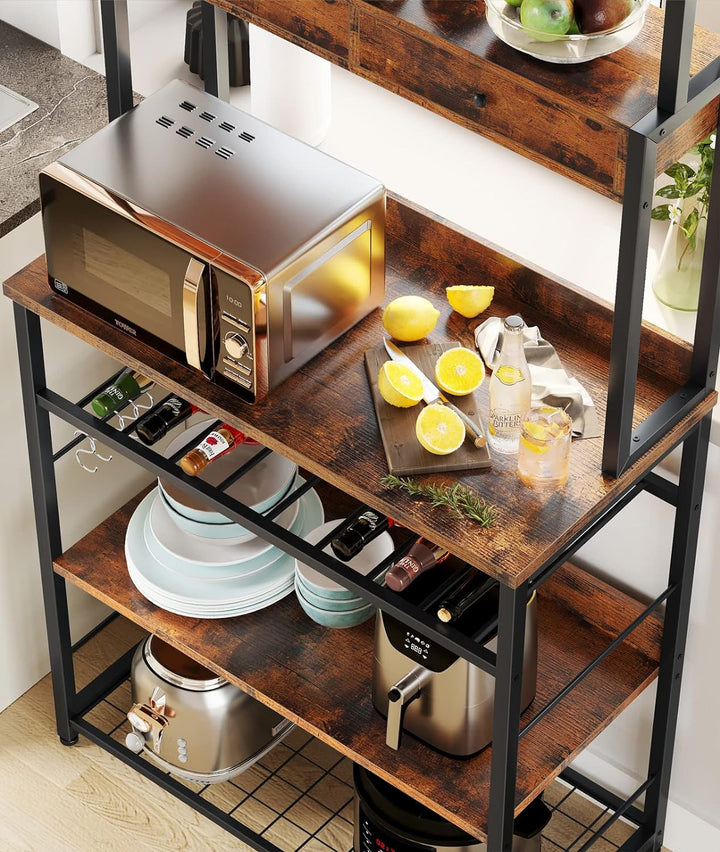 Doku Kitchen Microwave Storage Drawers Bakers Rack With Hooks | Furniture | Waseeh Pakistan