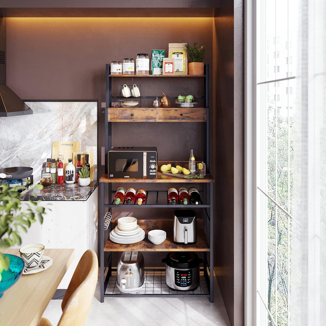 Doku Kitchen Microwave Storage Drawers Bakers Rack With Hooks | Furniture | Waseeh Pakistan