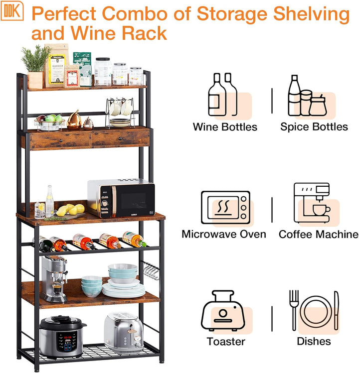 Doku Kitchen Microwave Storage Drawers Bakers Rack With Hooks | Furniture | Waseeh Pakistan