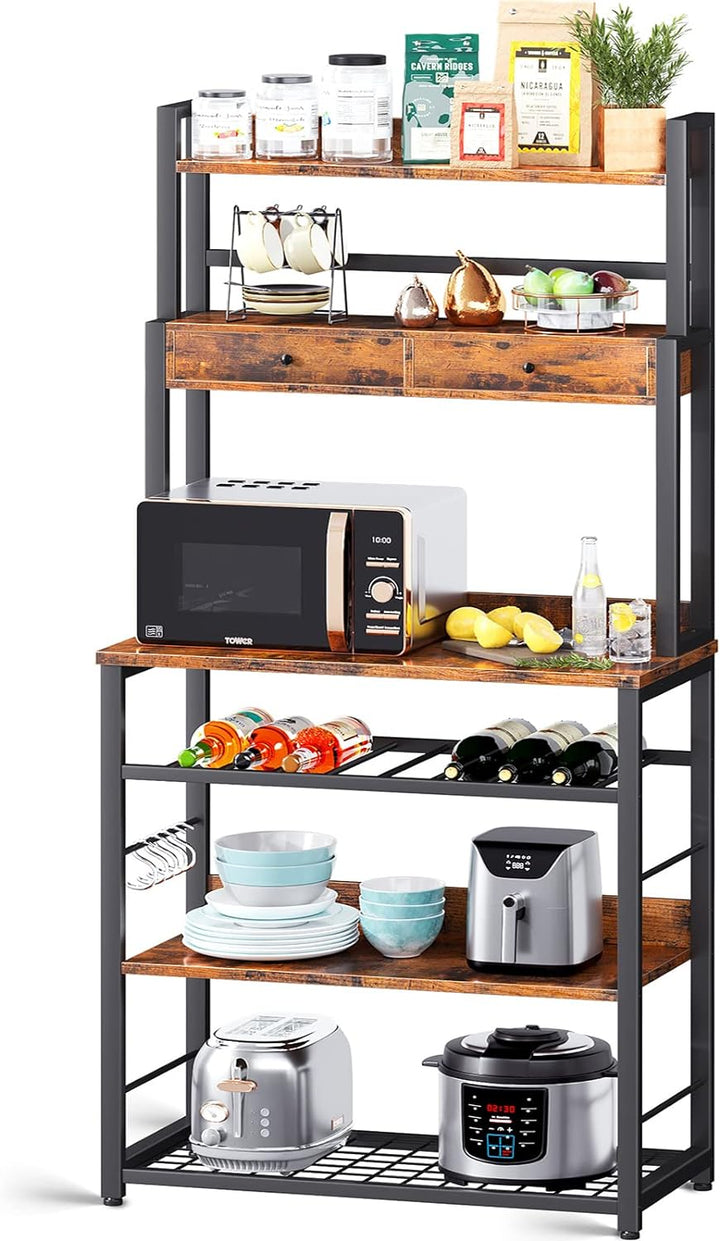 Doku Kitchen Microwave Storage Drawers Bakers Rack With Hooks | Furniture | Waseeh Pakistan