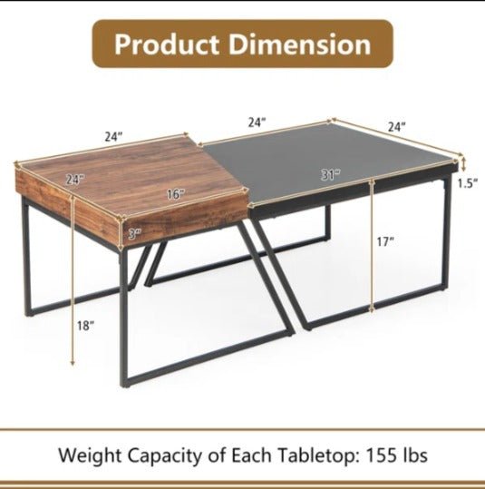 Dovra Nesting Coffee Tables (Set of 2) | Furniture | Waseeh Pakistan
