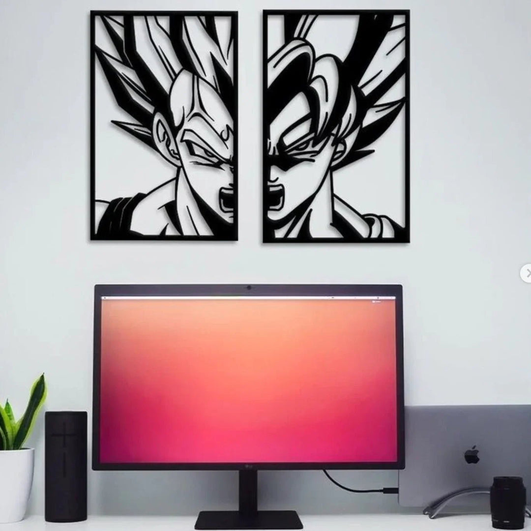 Dual Heroic Super Saiyan Wall Art - 2-Piece Split Panel for Home and Office Decor | Home Décor | Waseeh Pakistan