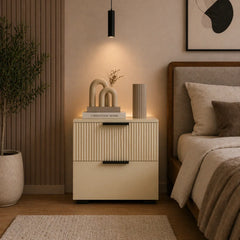 Fluted Craves Bedside Drawers Table