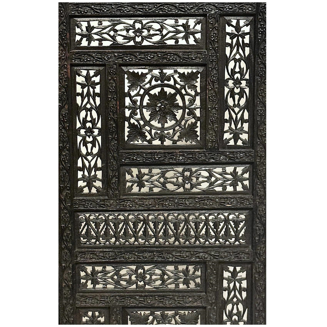 Ebony Intricate Carved Openwork Black Partition Jaali | Furniture | Waseeh Pakistan