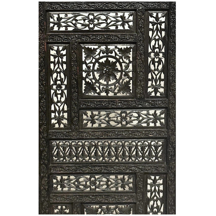 Ebony Intricate Carved Openwork Black Partition Jaali | Furniture | Waseeh Pakistan