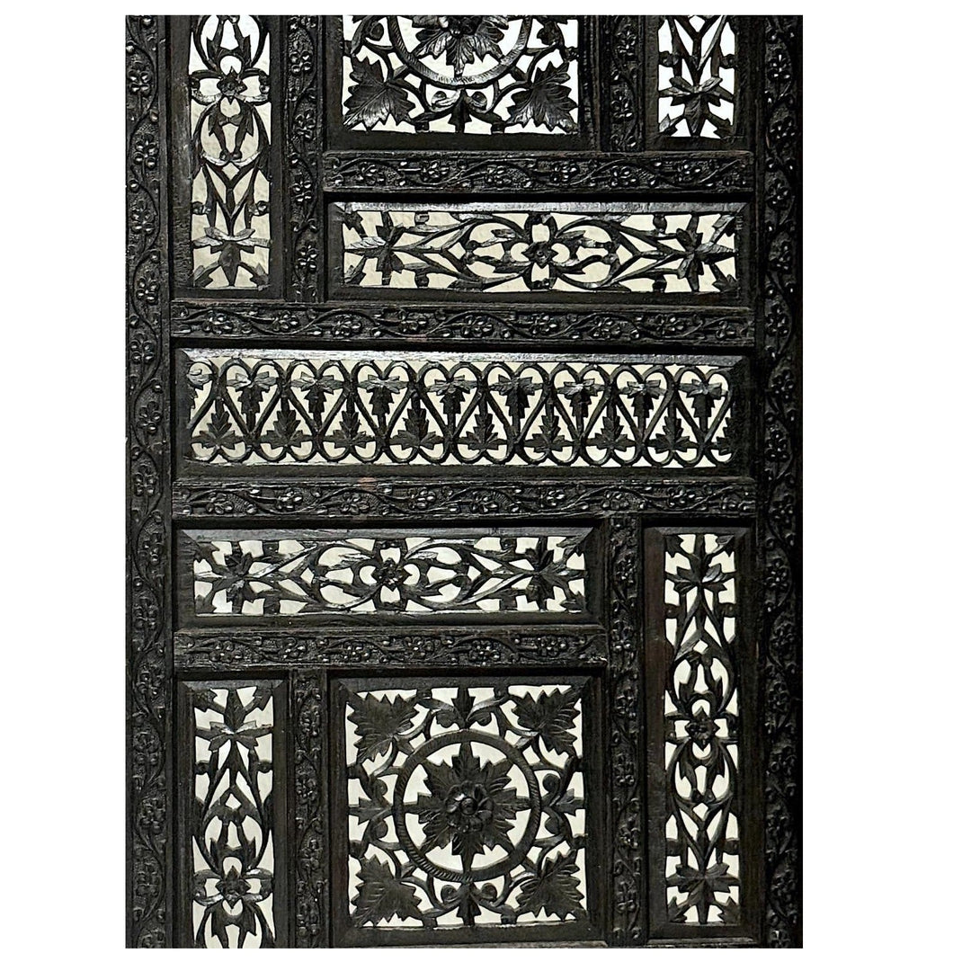 Ebony Intricate Carved Openwork Black Partition Jaali | Furniture | Waseeh Pakistan