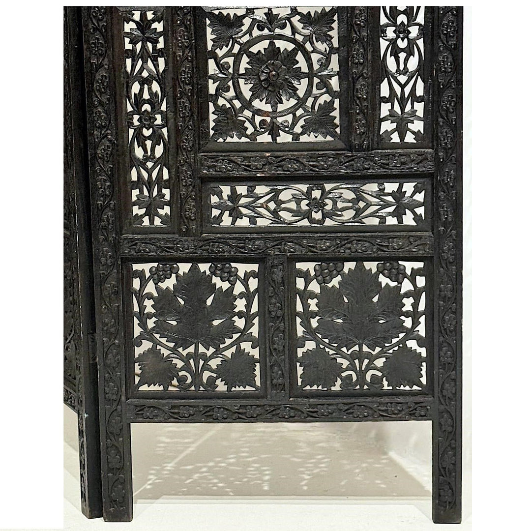 Ebony Intricate Carved Openwork Black Partition Jaali | Furniture | Waseeh Pakistan