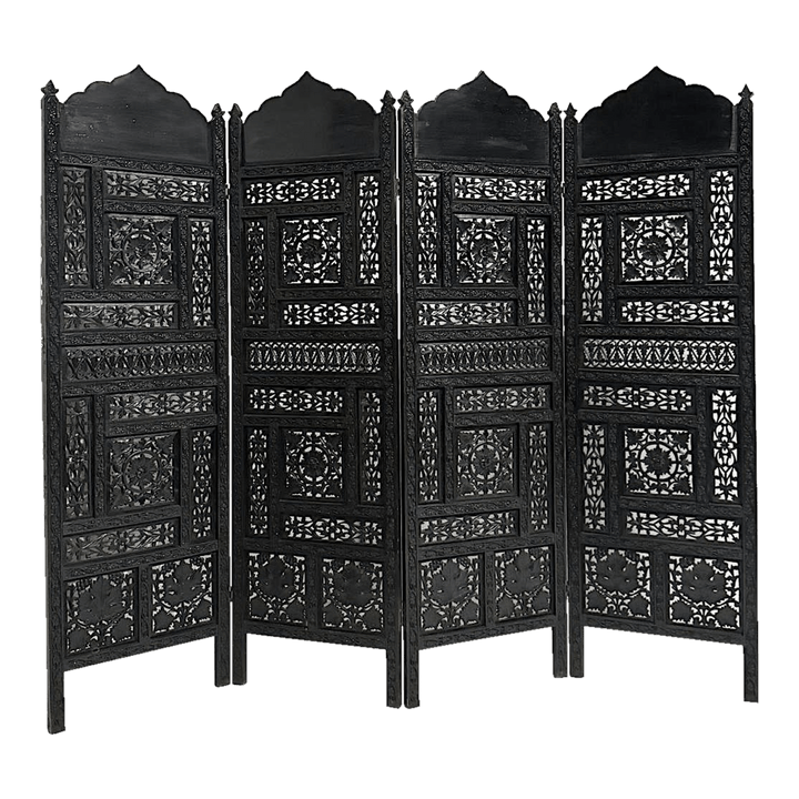 Ebony Intricate Carved Openwork Black Partition Jaali | Furniture | Waseeh Pakistan